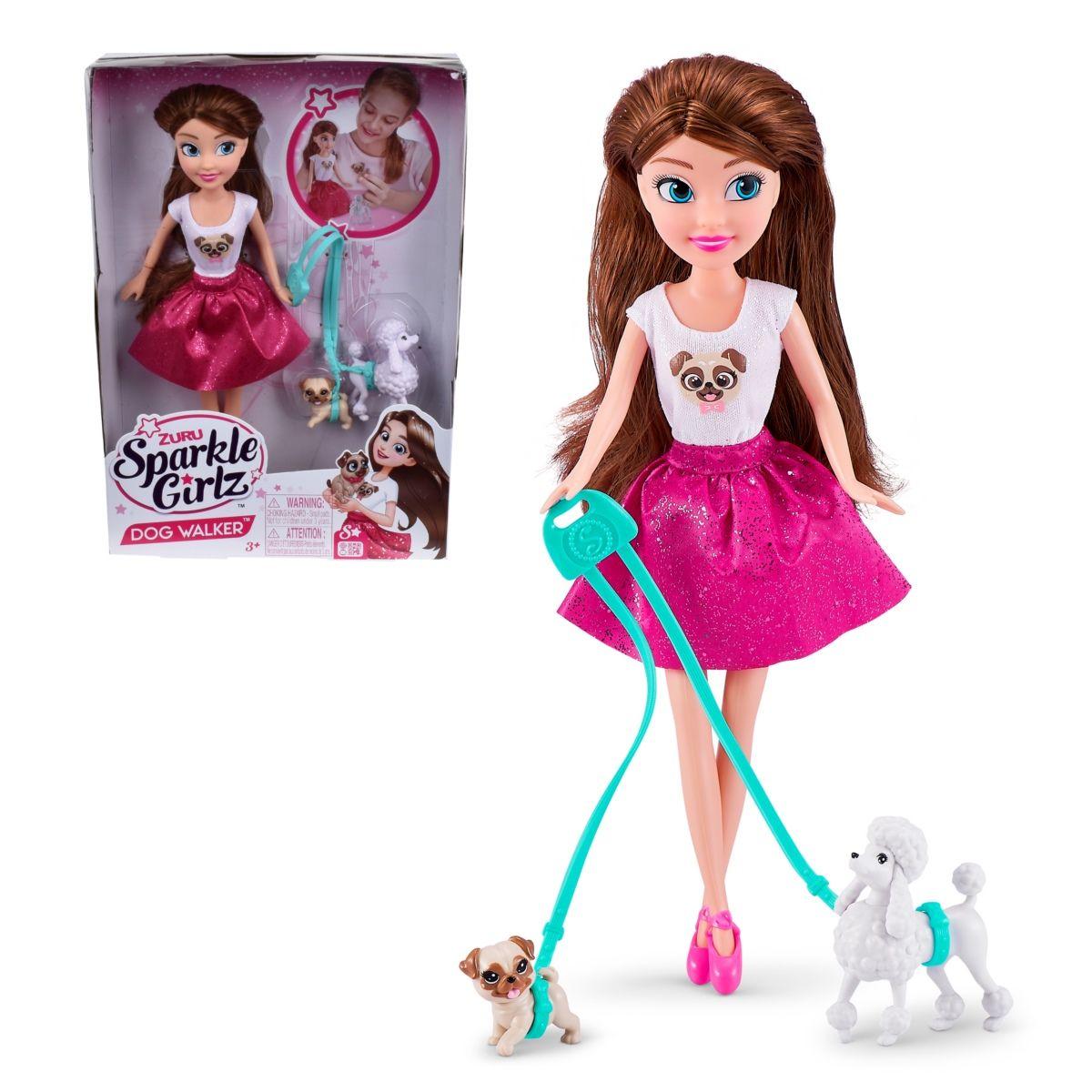 Muñeca 27 Cms Con 2 Perros Y Caminador Sparkle Girlz-2
