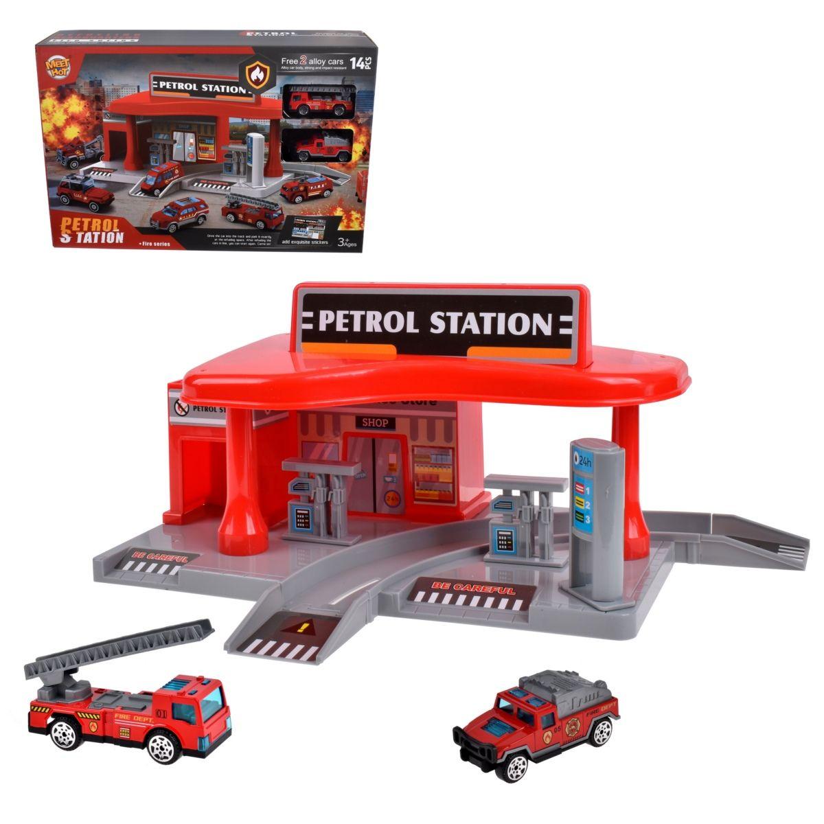 Estacion De Bomberos 14 Piezas - Carro Bombero Y Camioneta-0