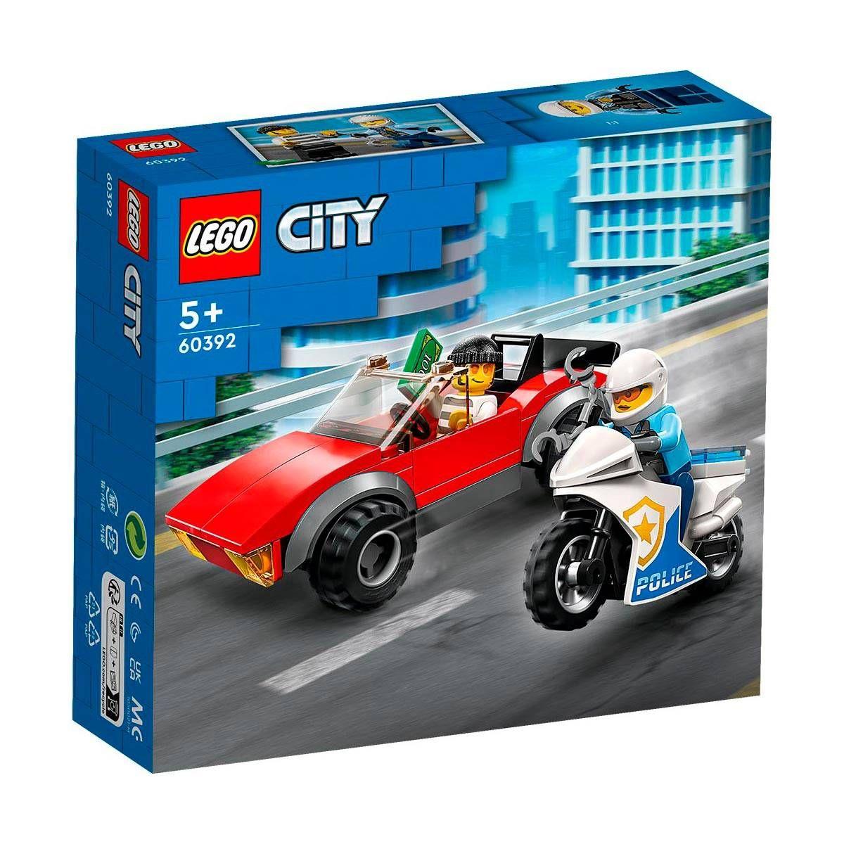 MOTO DE POLICÍA Y AUTO A LA FUGA LEGO CITY-3