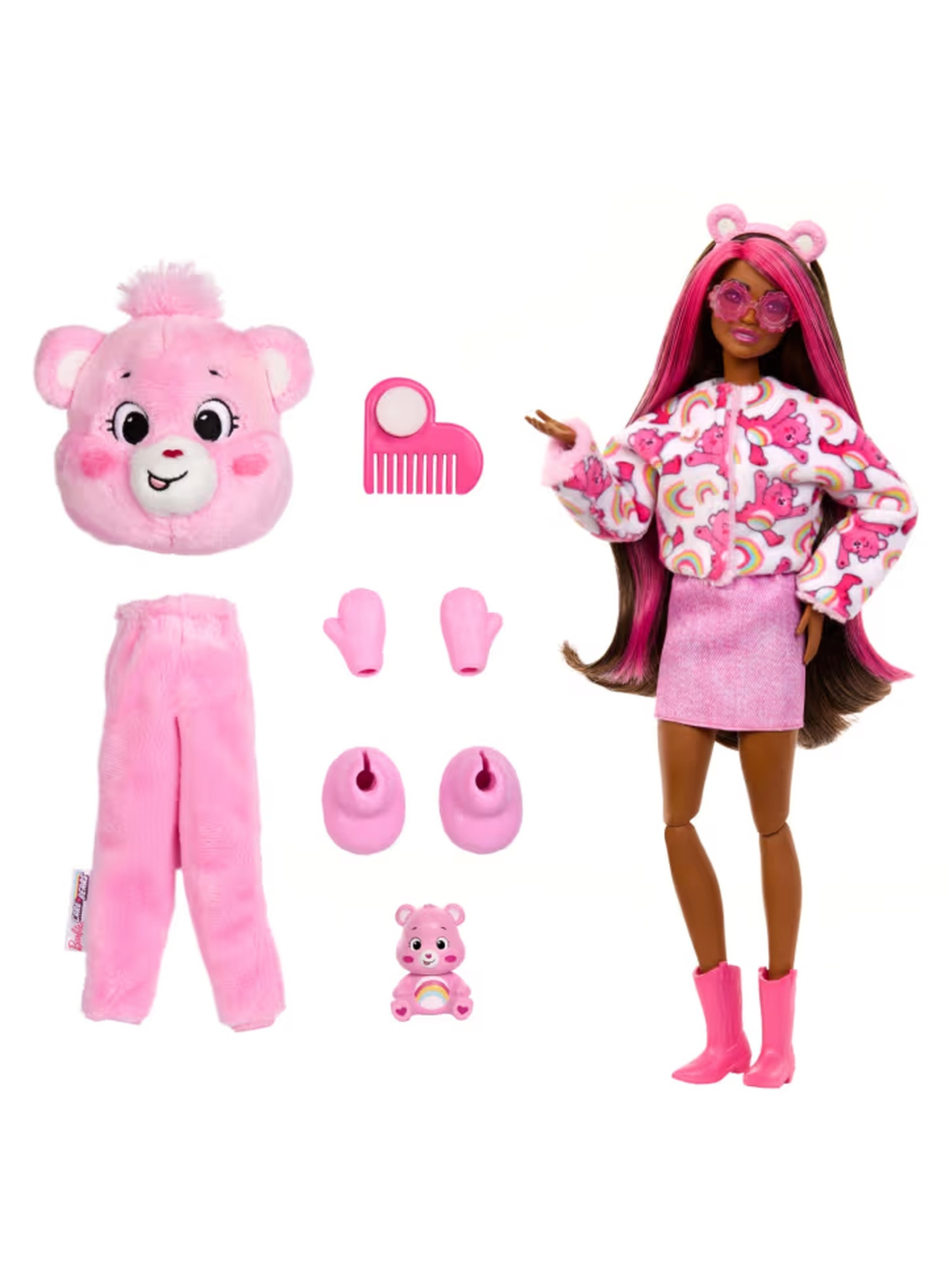 Muñeca Barbie Cutie Reveal Care Bears colección rosa-3