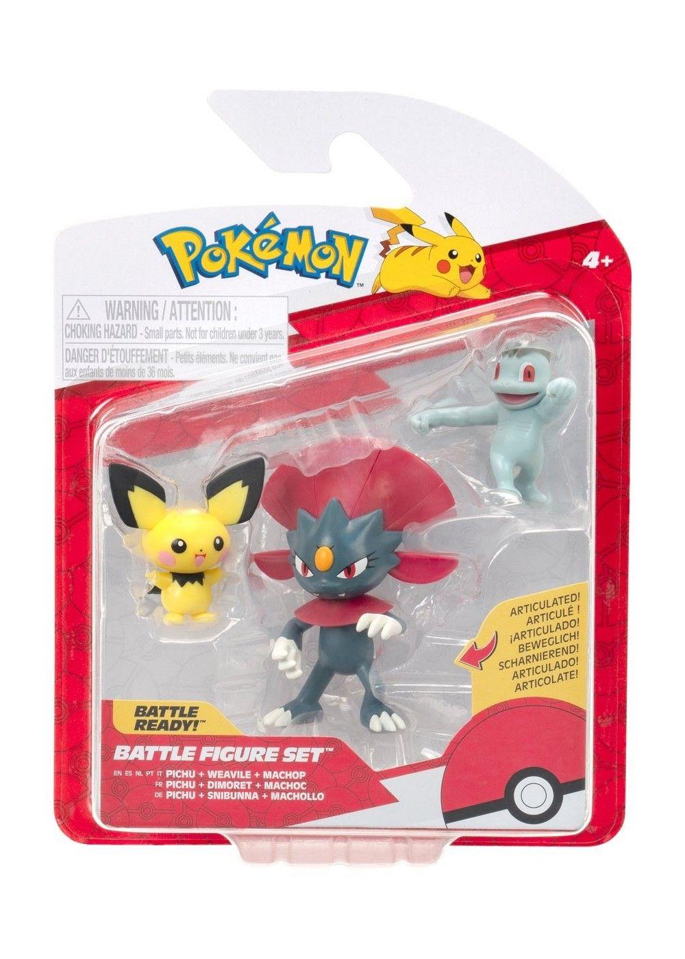 Figuras de acción Pokémon pack 3 Pichu Weavile Machop-1