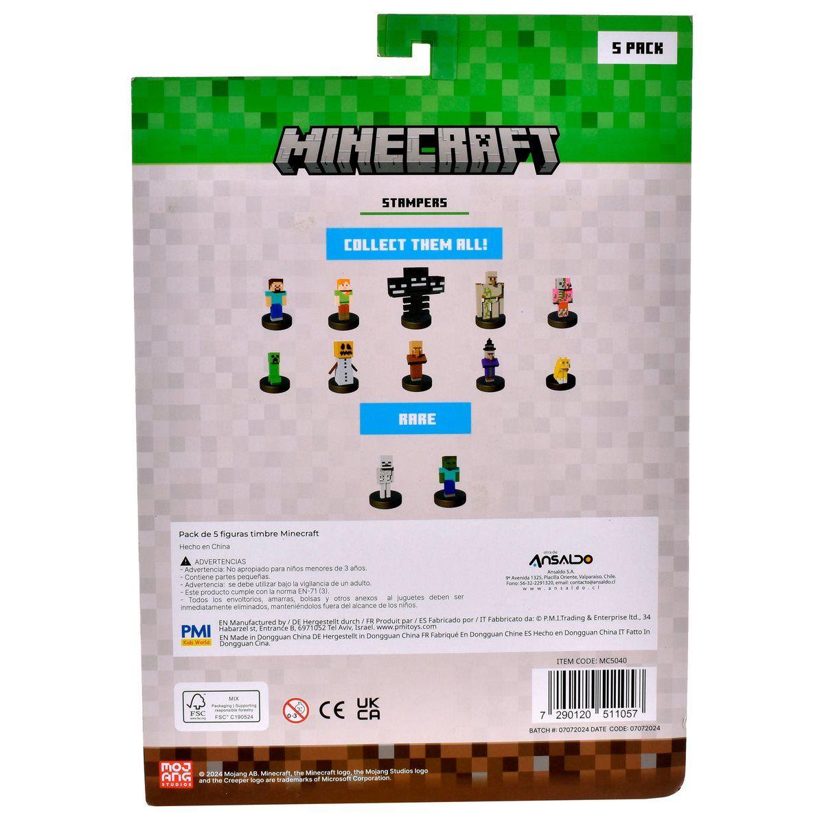 PACK DE 5 FIGURAS TIMBRE MINECRAFT - CREEPER-3