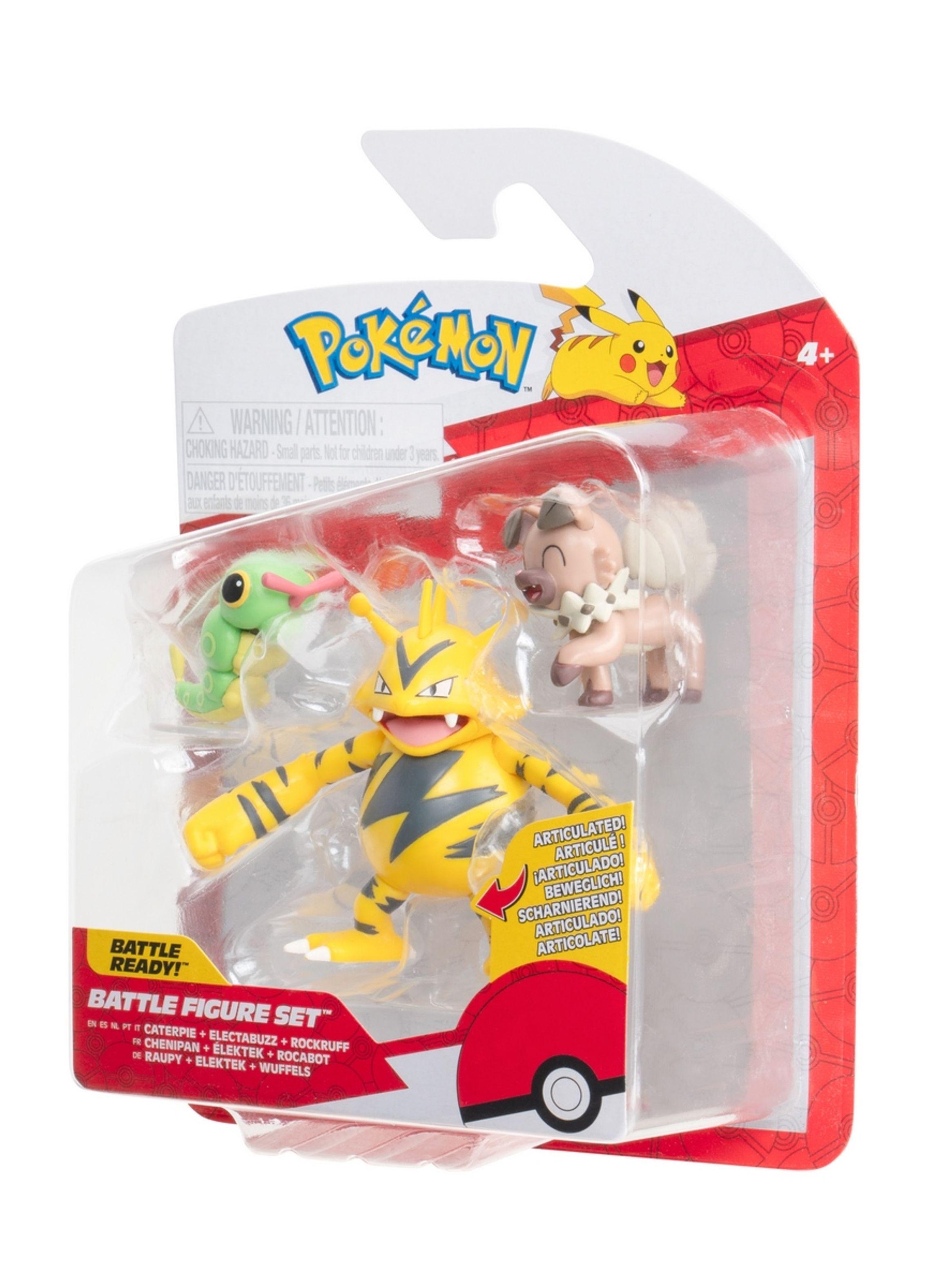 Pokémon Battle Figura Pack 3 Caterpie Rockruff Y Electabuzz-3