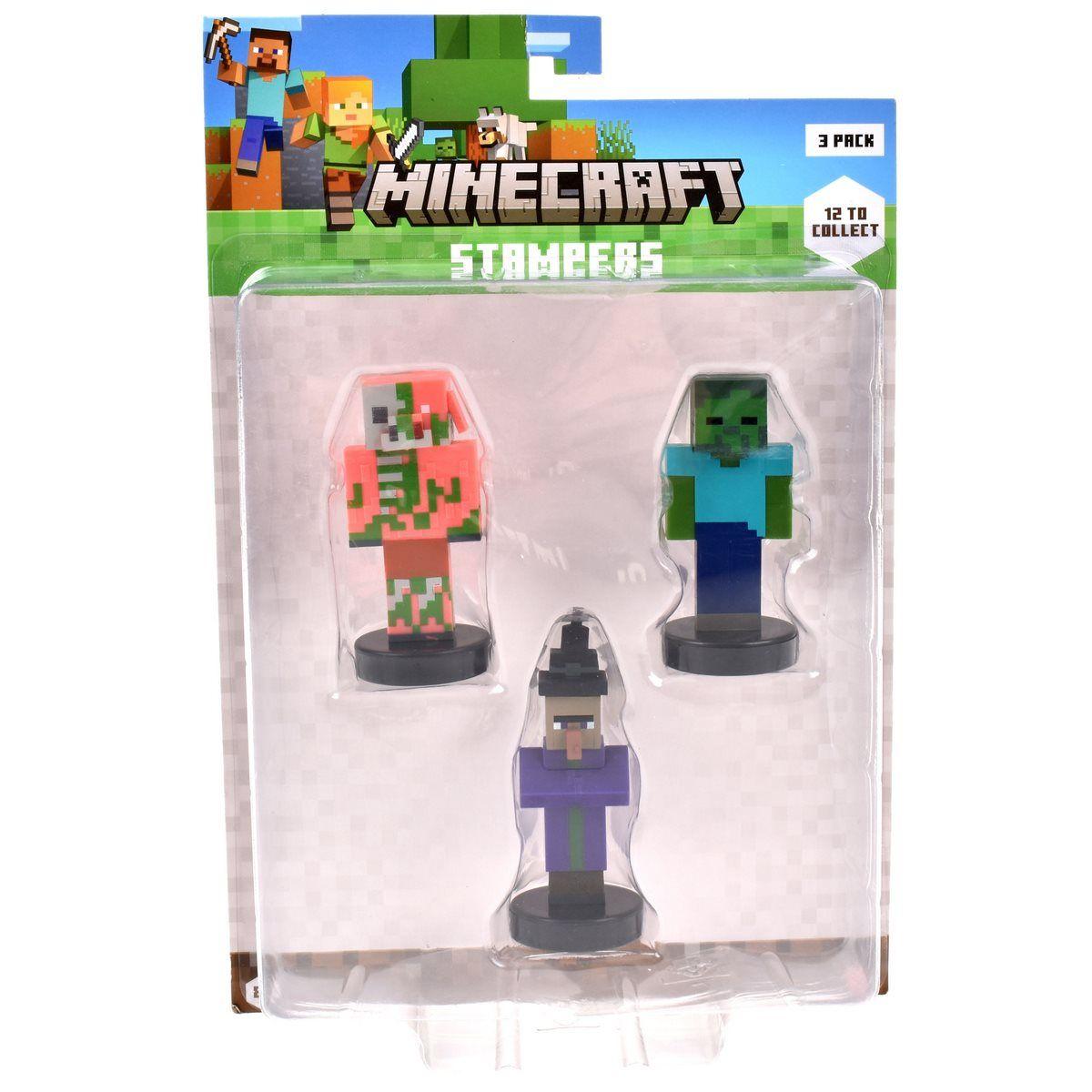 PACK DE 3 FIGURAS TIMBRE MINECRAFT - ZOMBIE-2