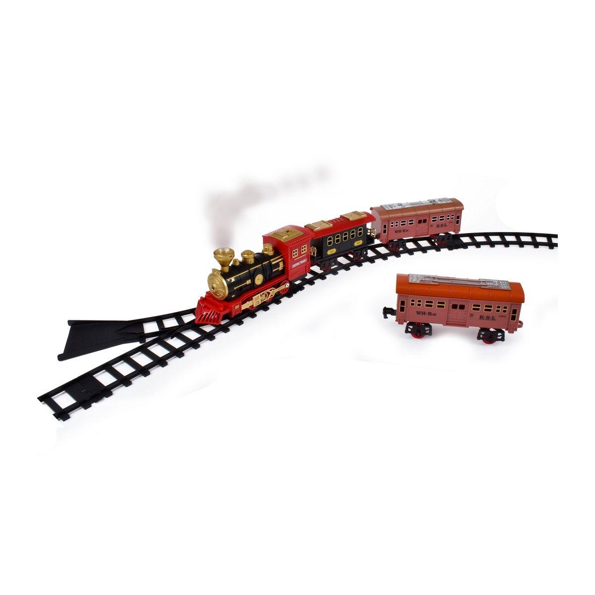 TREN RETRO ELECTRICO SONIDO Y LUCES Y 3 VAGONES Y 16 PIEZAS-1