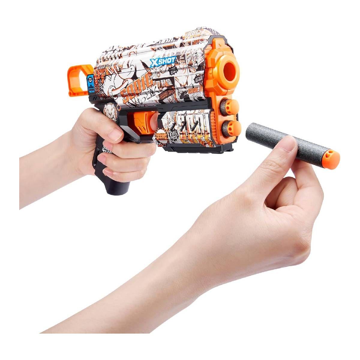 LANZA DARDOS FLUX SKINS SONIC CON 8 DARDOS X-SHOT - RETRO-2