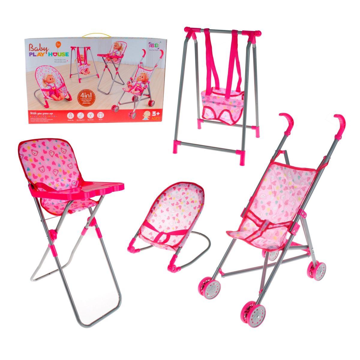Pack 4 En 1 de Coche Paragua Nido Silla de Comer Y Columpio-0