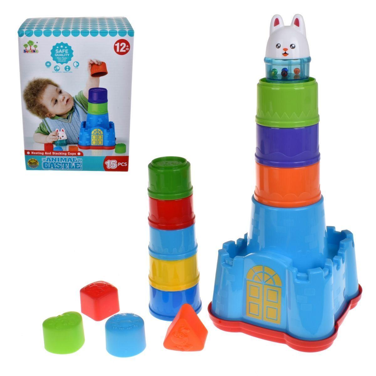 Castillo Con 15 Figuras De Encaje Y Cilindros Apilables Hast-1