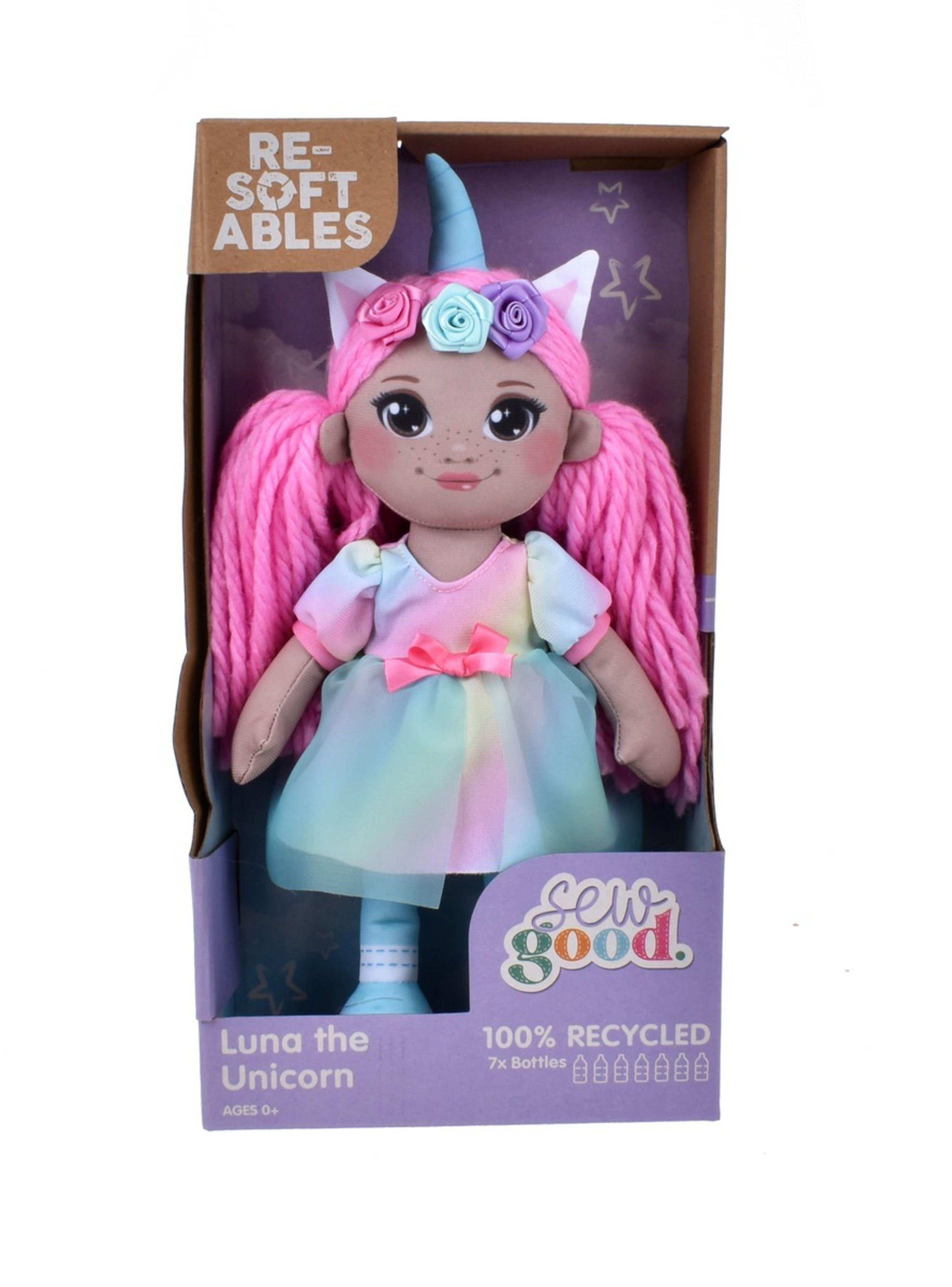 MUÑECA DE TRAPO RECICLADO DE 30 CM RESOFTABLES - UNICORNIO-2