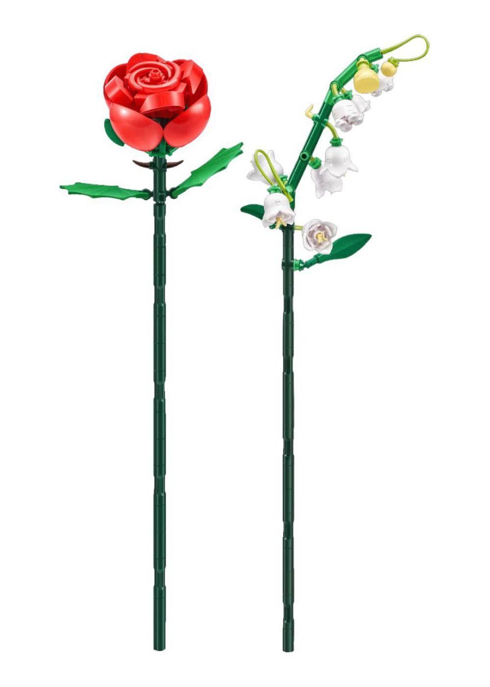SET BLOQUES FLORES MAX- CON DIFERENTES MODELOS DE PIEZAS - LILY DEL VALLE Y ROSA-3