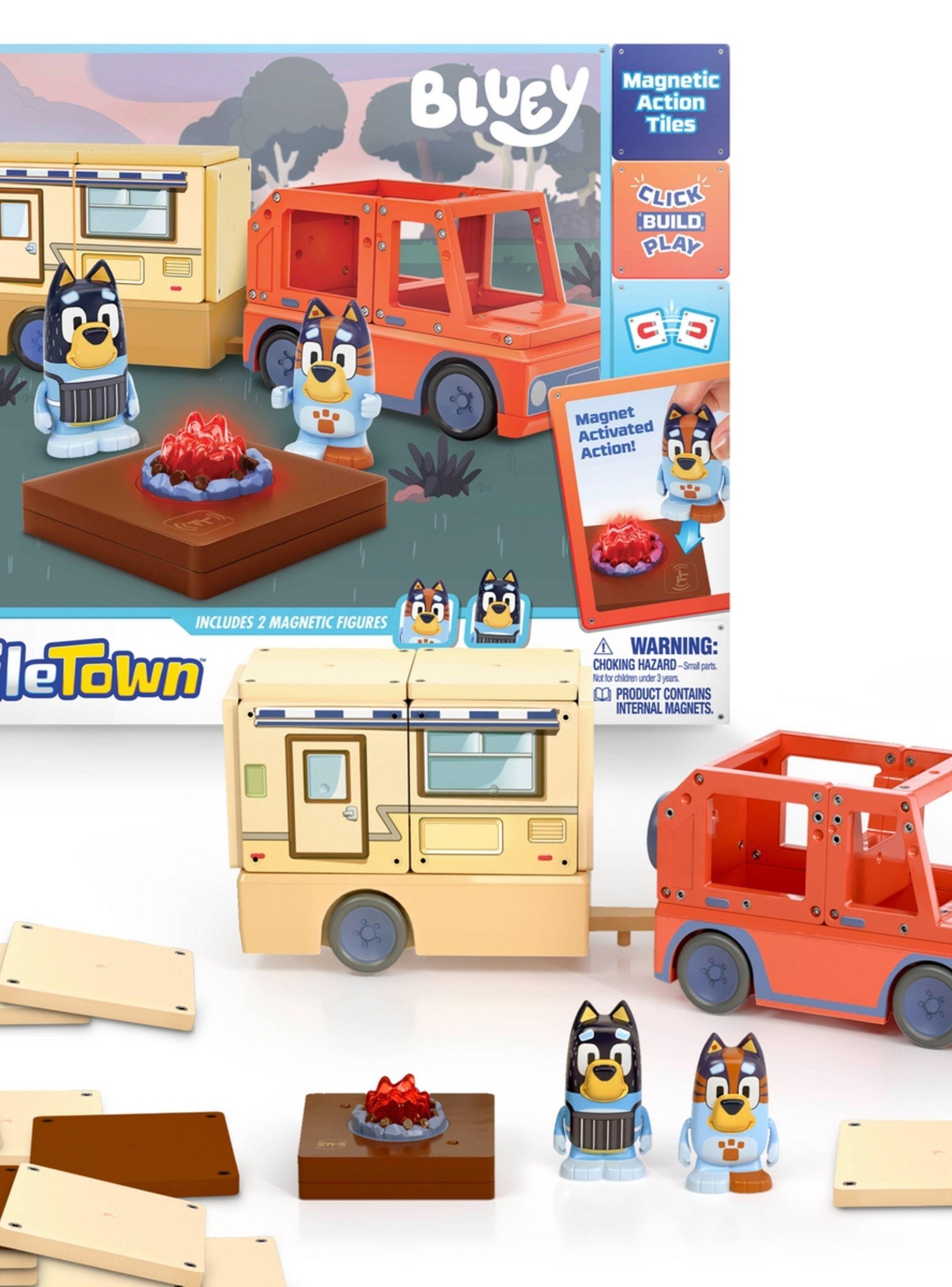 Bloques Construcción Magnéticos Bluey Camper Tile Town-4