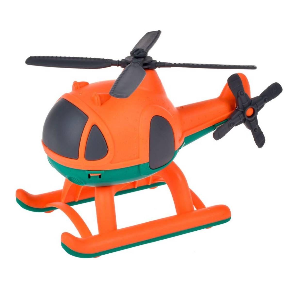 Helicoptero De 17 Cm Material Reciclado - Naranjo-1