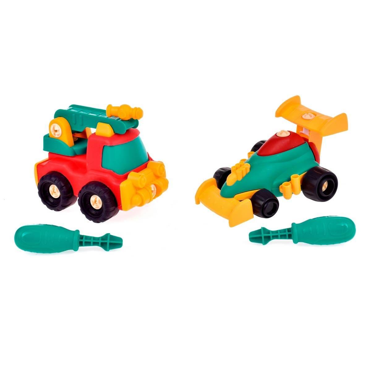 Pack 2 Vehiculos Armables Con Destornillador - Verde Rojo-3