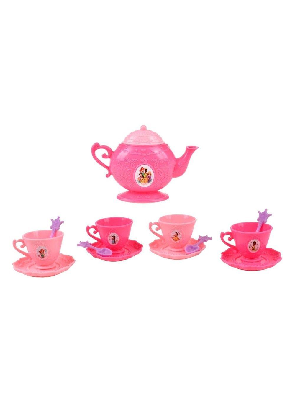 Mini Set De Té Con Cucharas - Princesas Tetera Rosa Oscuro-4