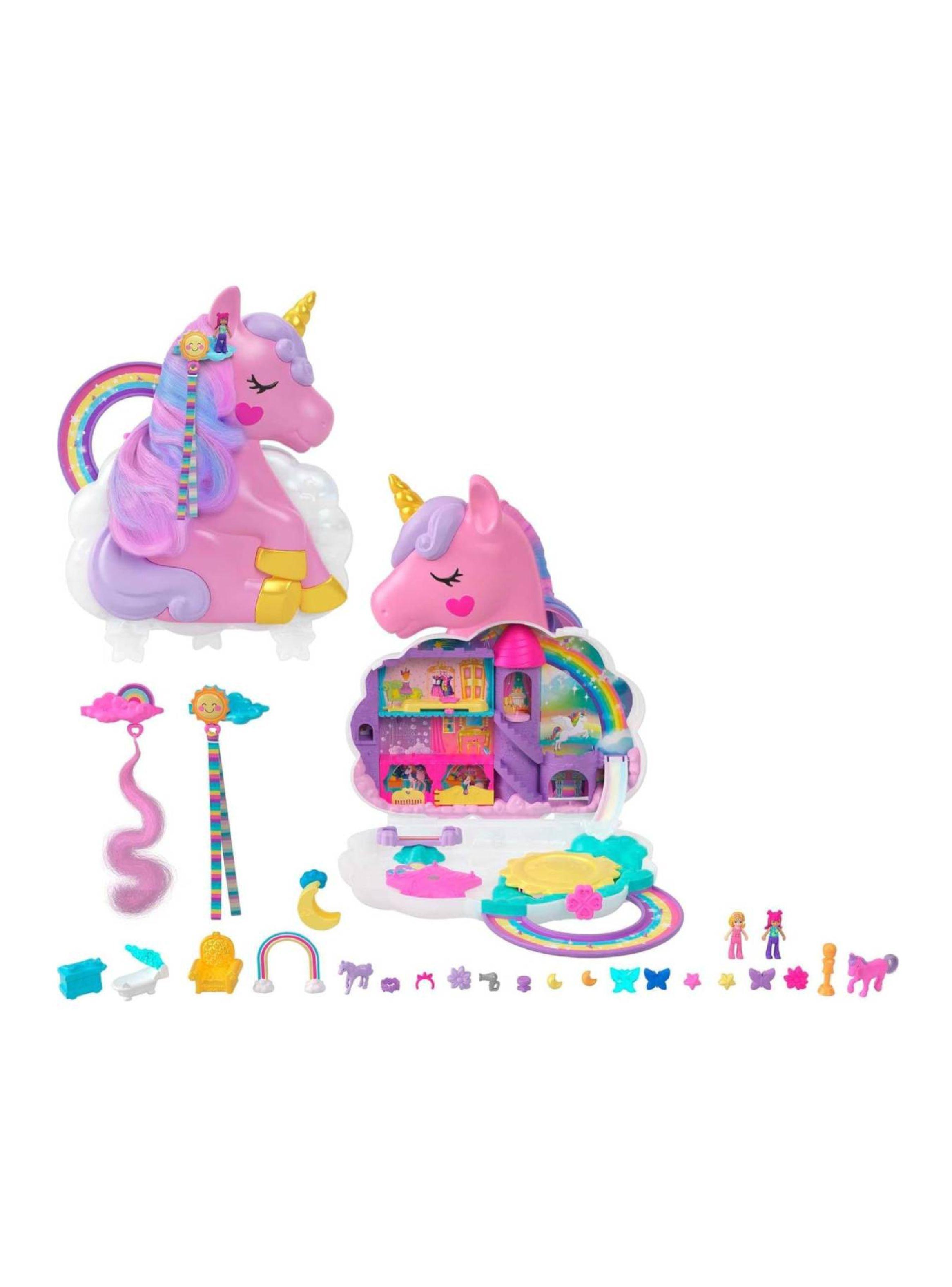 Polly Pocket Set De Juego Unicornio Con Salón Arcoíris-1
