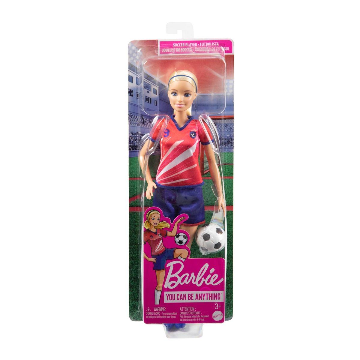 BARBIE PROFESIONES JUGADORA DE FUTBOL PLAYERA ROJA MATTEL-2