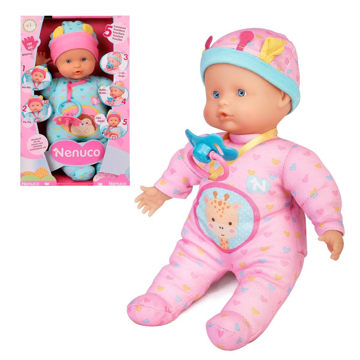 Muñeca Nenuco 5 Funciones De 30 Cm - Enterito Rosado-0