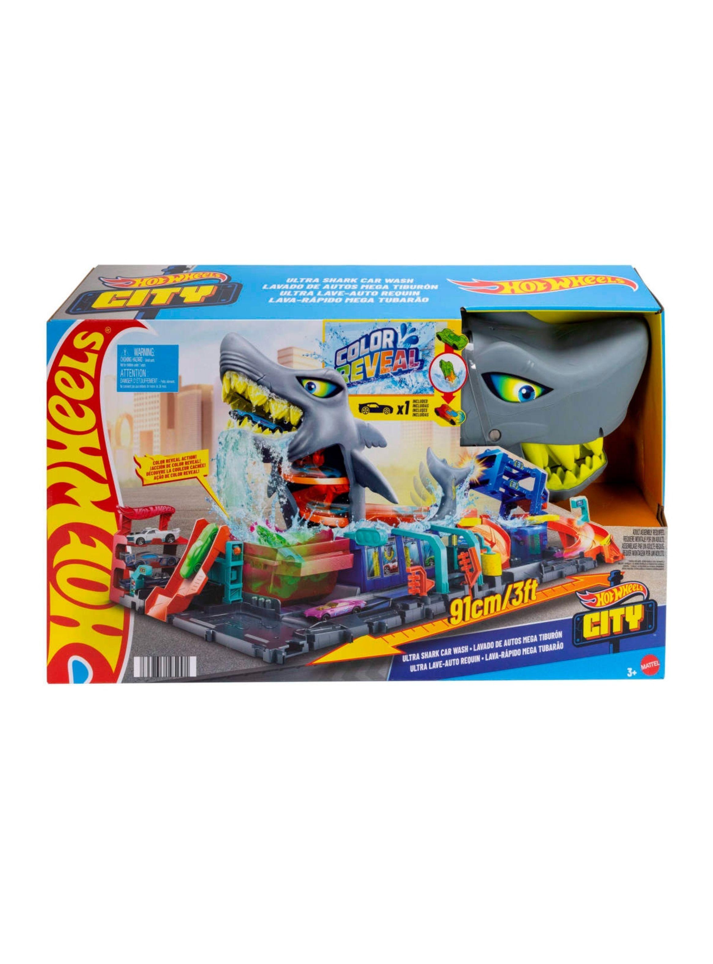 Hot Wheels City Pista Juguete Lavado De Autos Mega Tiburón-2