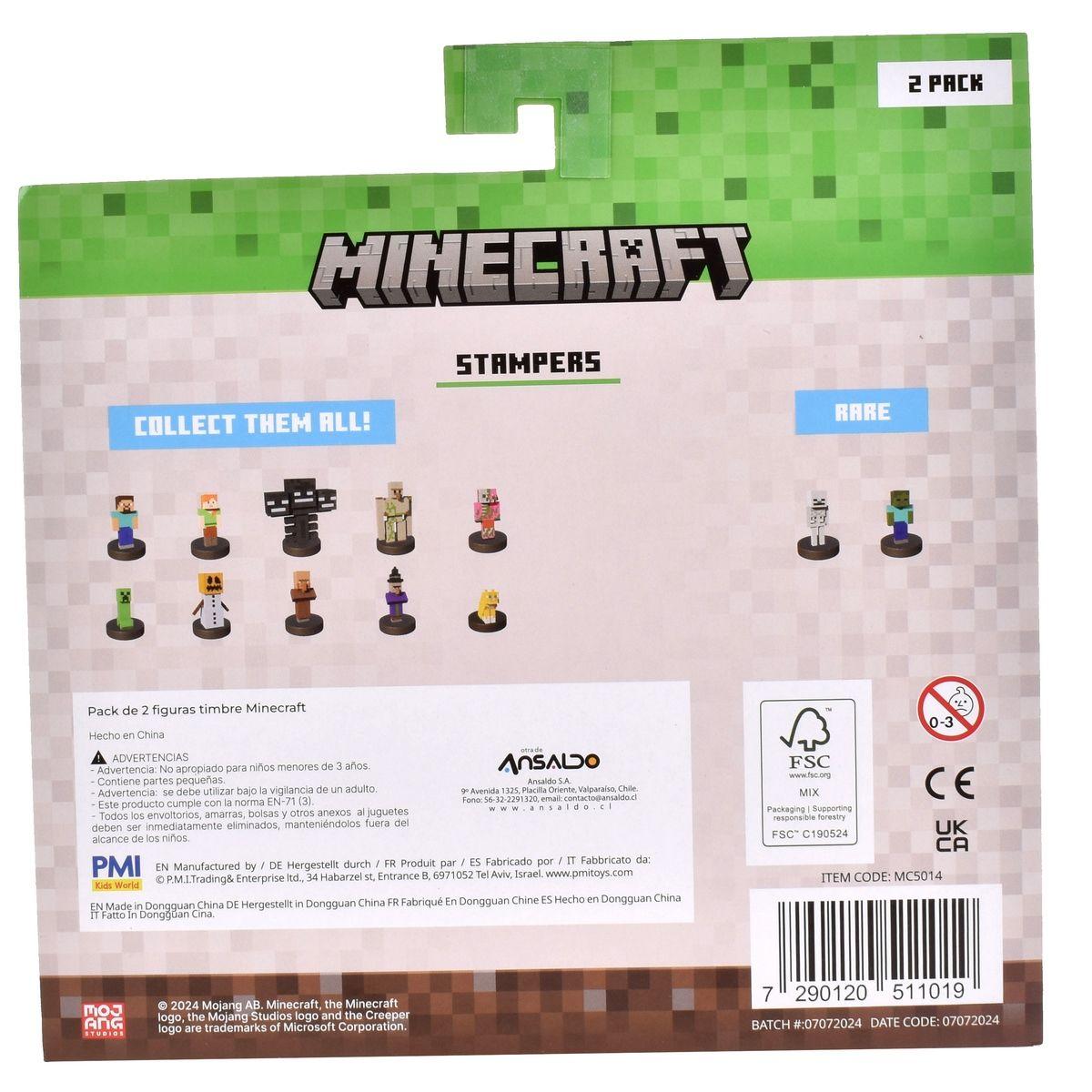 PACK DE 2 FIGURAS TIMBRE MINECRAFT - ALDEANO-3