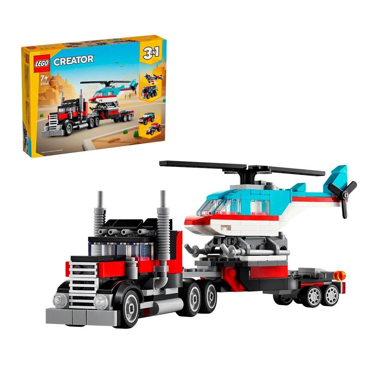 CAMIÓN PLATAFORMA CON HELICÓPTERO LEGO CREATOR-0