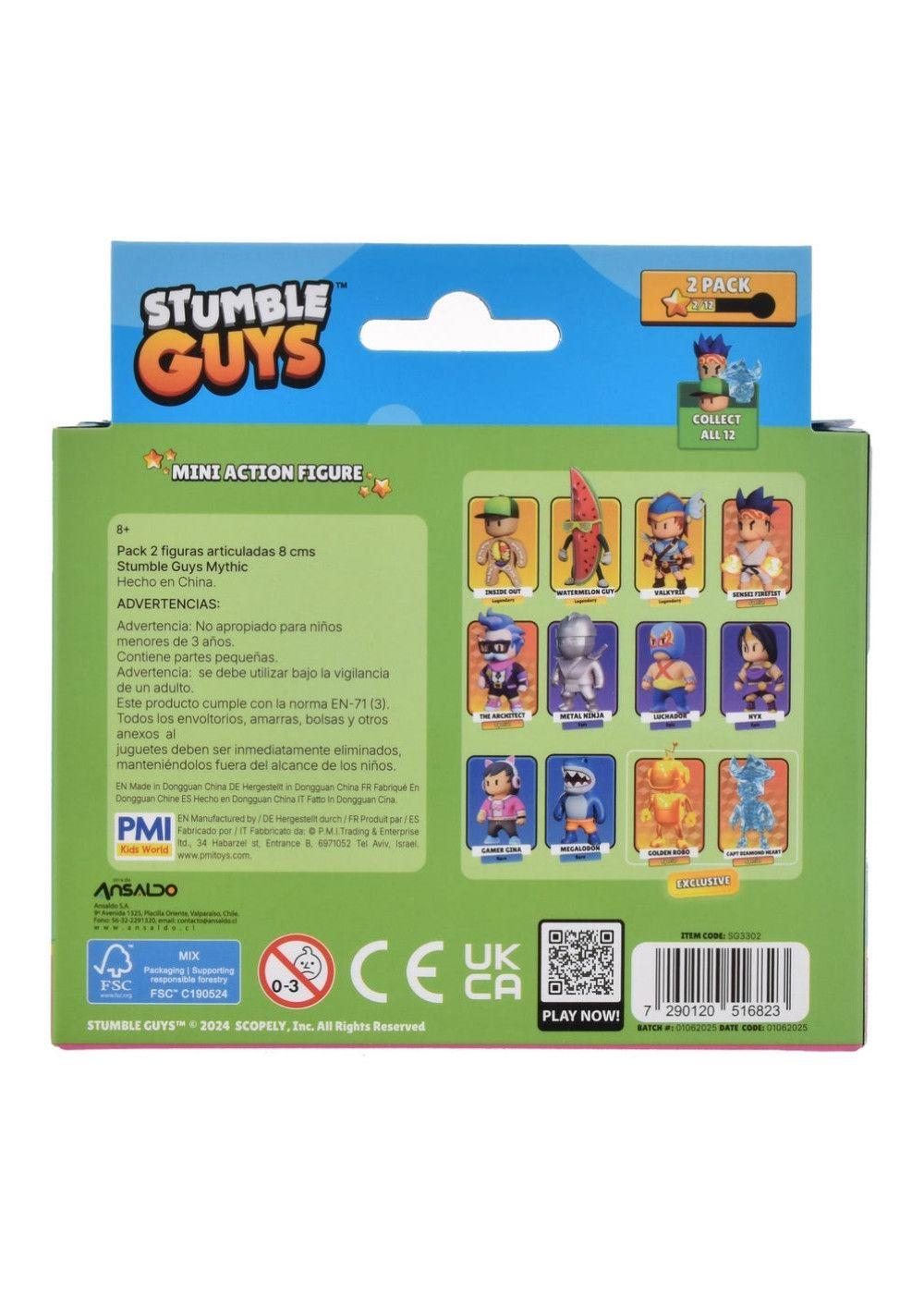PACK 2 FIGURAS 8 CMS  ARTICULADAS  STUMBLE GUYS - THE ARCHITECT AND METAL NINJA-3