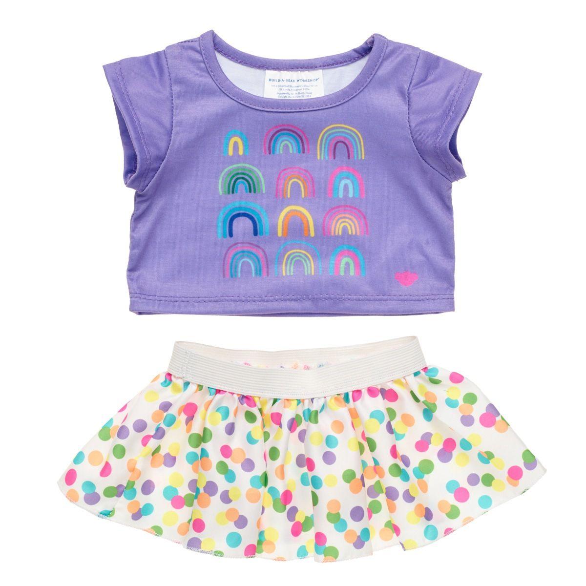 SET FALDA BLANCA Y POLERA ARCOIRIS MORADA BUILD-A-BEAR-2