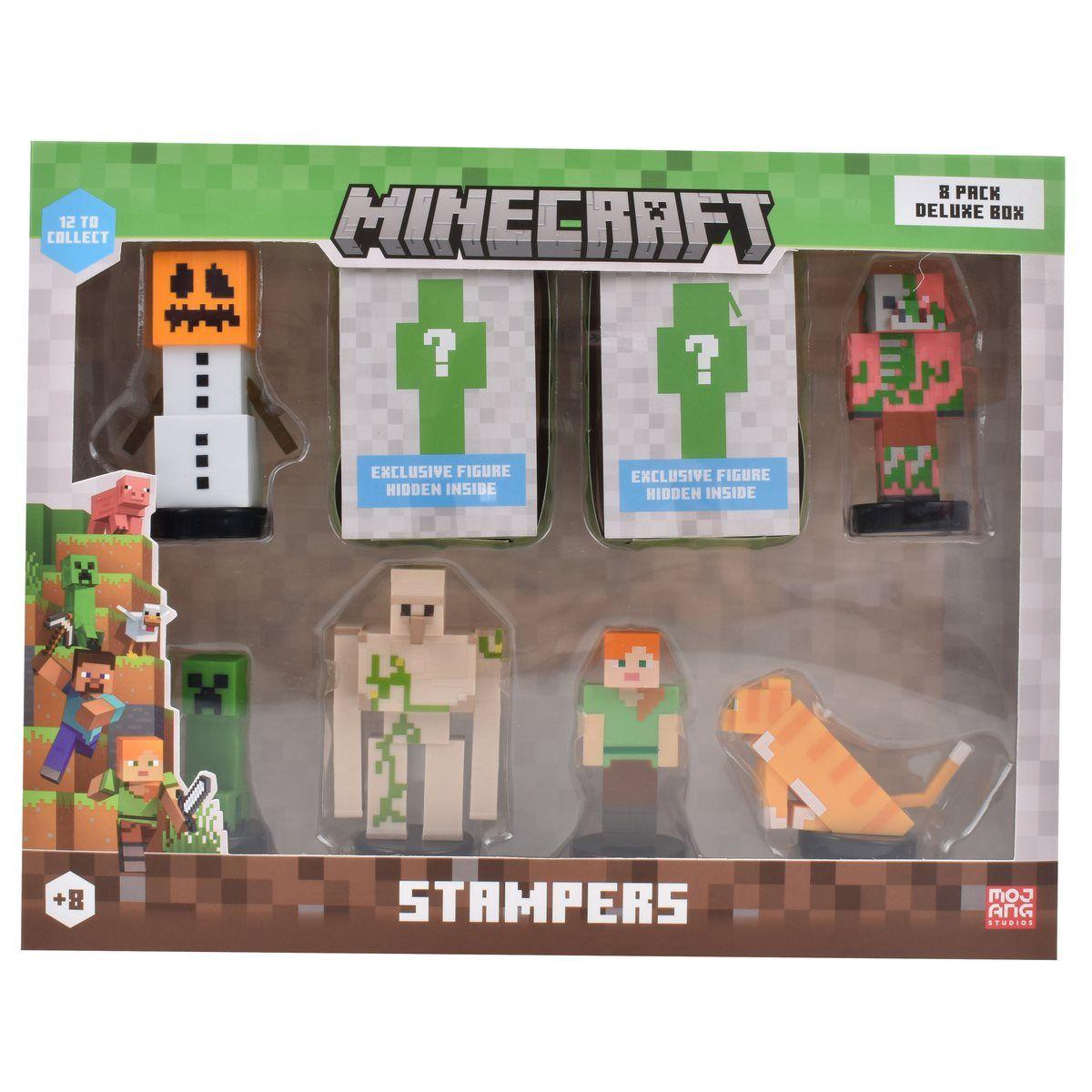 PACK DE LUJO 8 FIGURAS TIMBRE MINECRAFT - GOLEM DE NIEVE-2