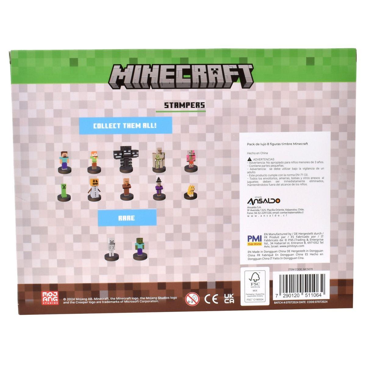 PACK DE LUJO 8 FIGURAS TIMBRE MINECRAFT - GOLEM DE NIEVE-3