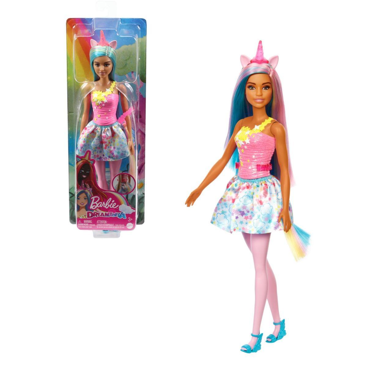 Barbie Muñeca Unicornio Cuerno Rosa-0