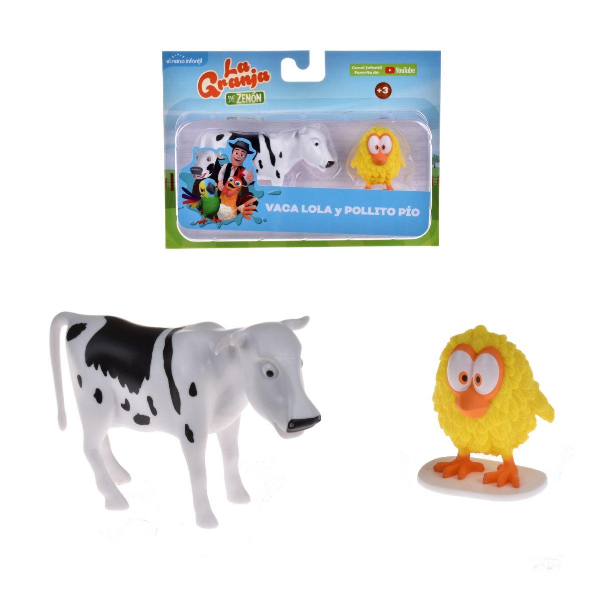 Pack 2 Figuras La Granja De Zenon - Vaca Lola Y Pollito Pio-0