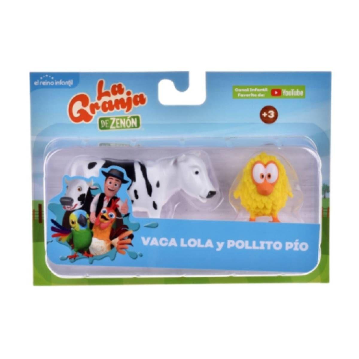 Pack 2 Figuras La Granja De Zenon - Vaca Lola Y Pollito Pio-2