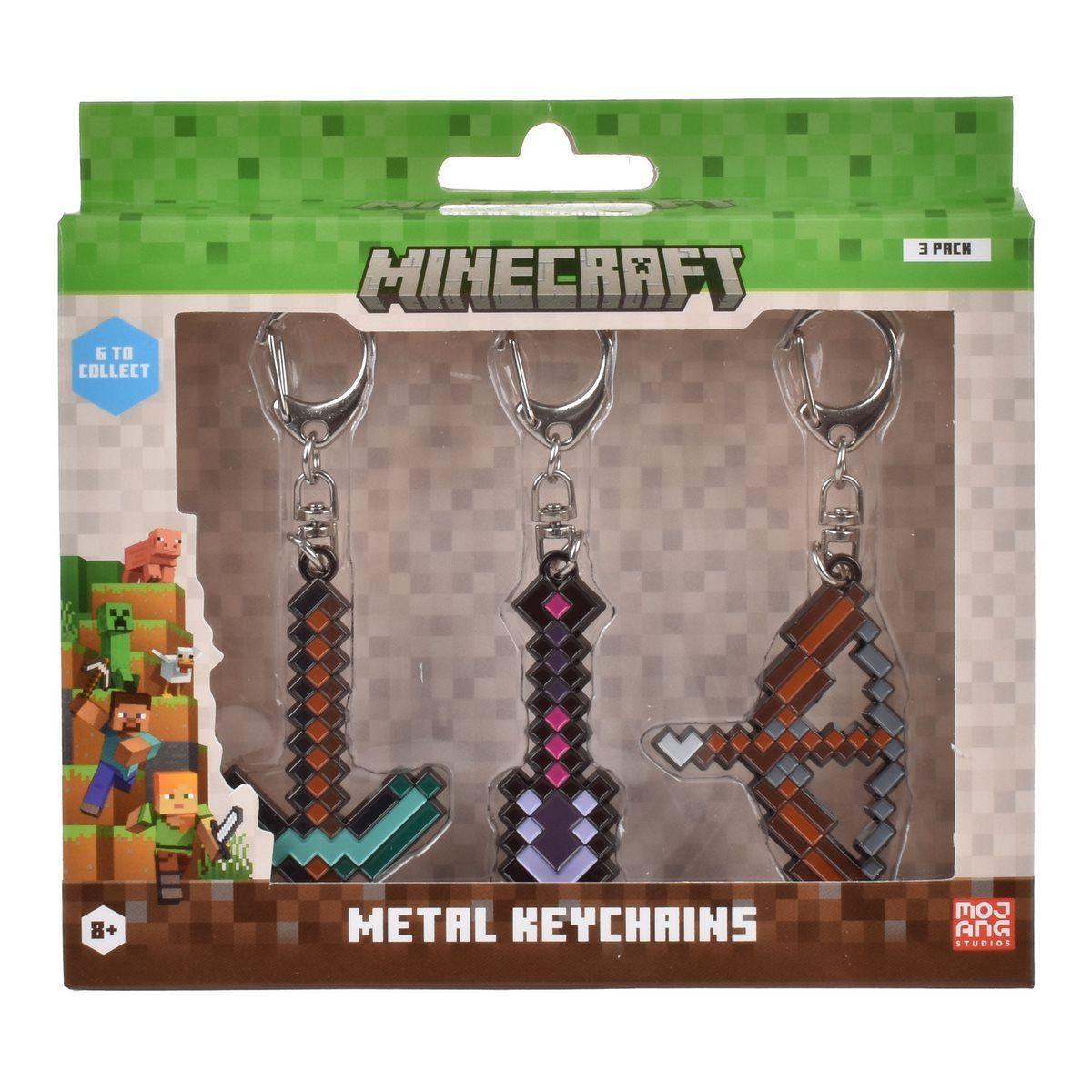 PACK DE 3 FIGURAS LLAVERO METALICO MINECRAFT - PALA-4