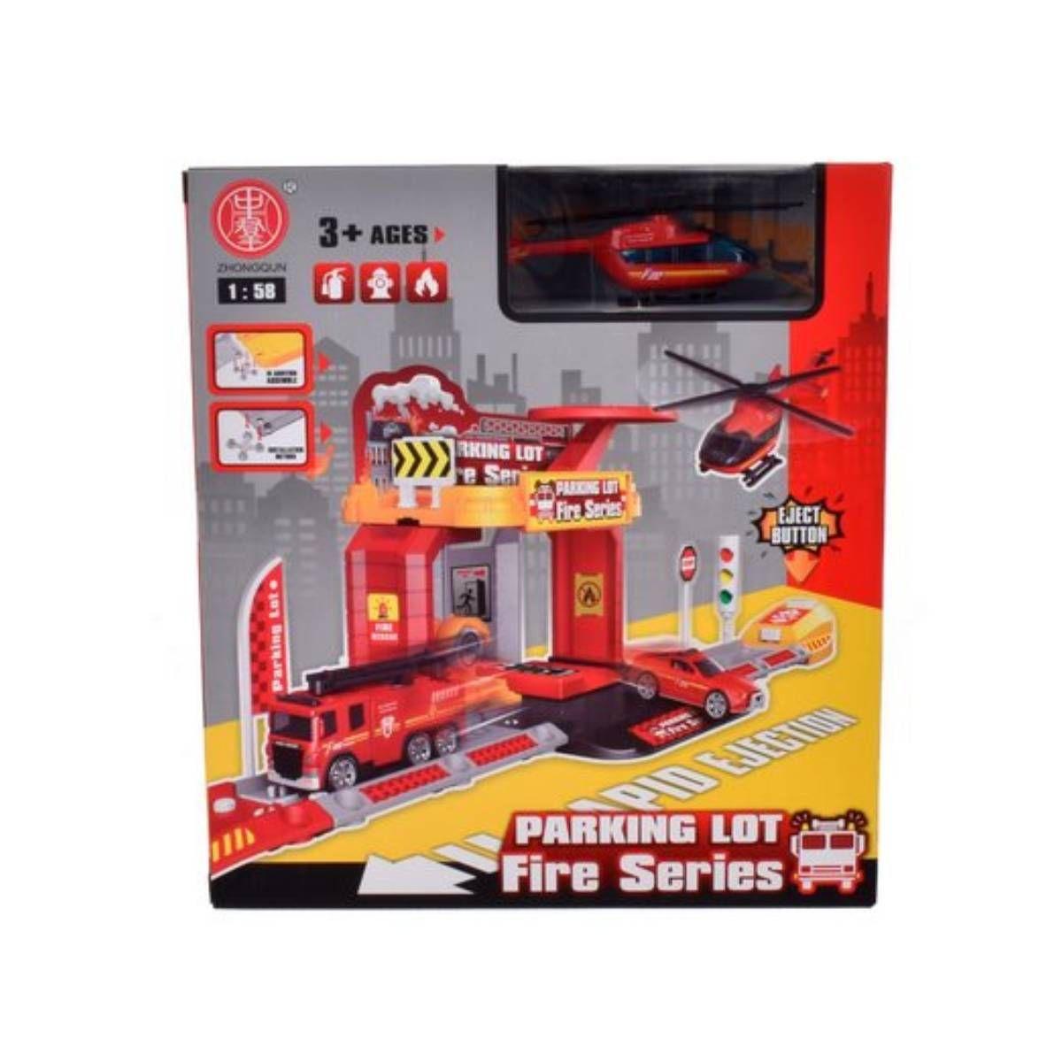 Playset Estacion Armable Con Vehículo - Helicóptero Bombero-3