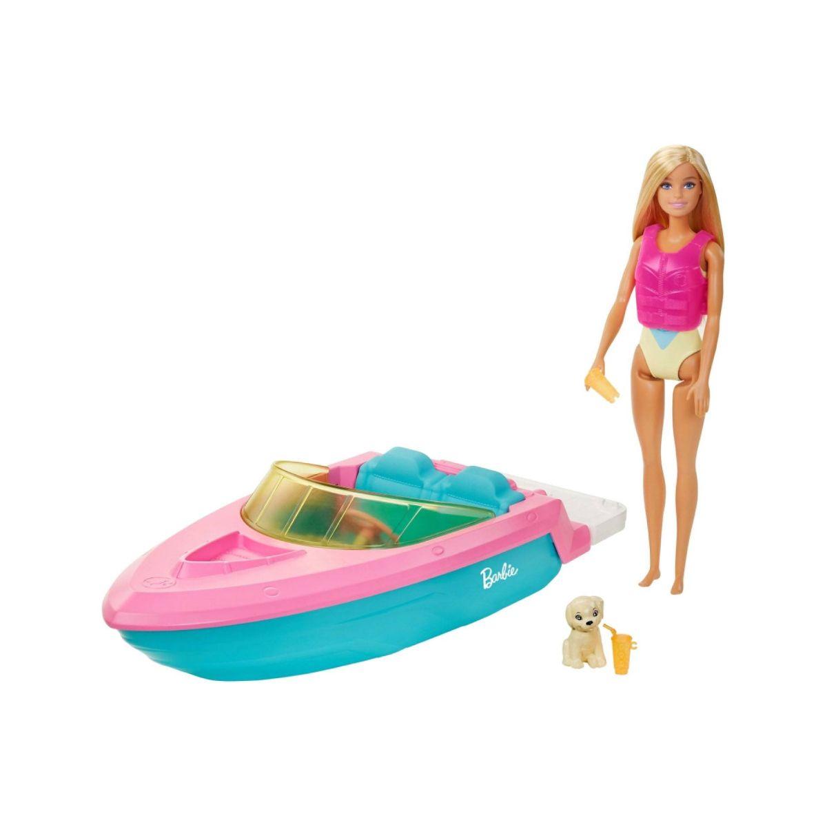 Muñeca Barbie lancha con chaleco salvavidas y mascota-6