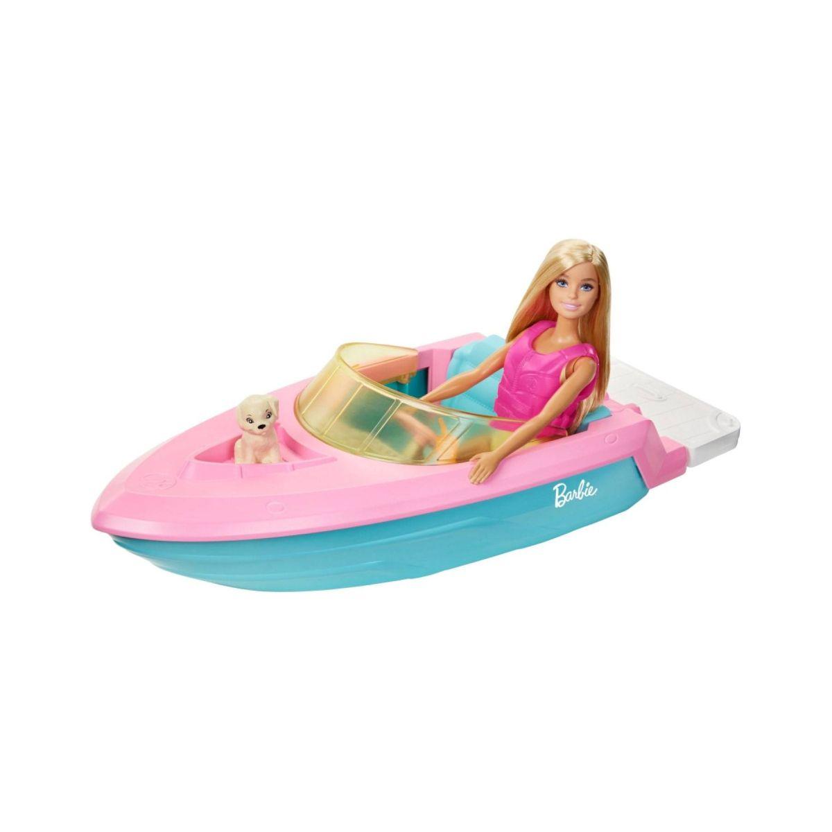 Muñeca Barbie lancha con chaleco salvavidas y mascota-8