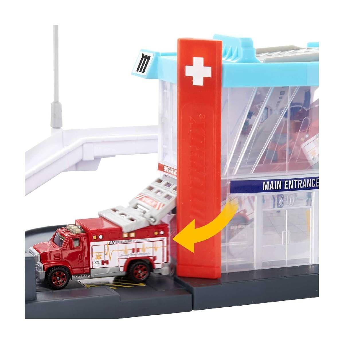 Matchbox Set De Vehiculos Garages Y Estaciones Mattel - Heli-3