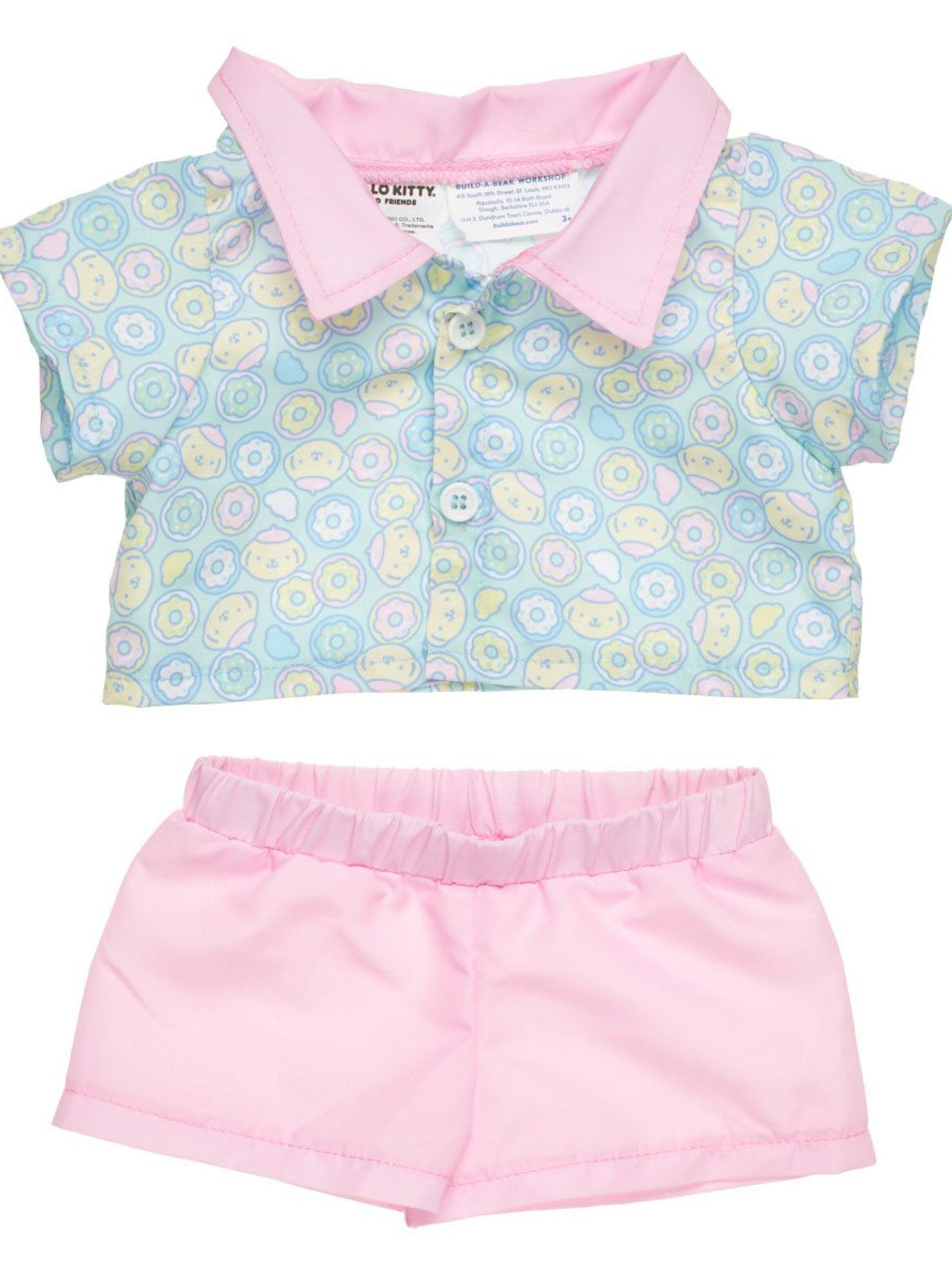 SET SHORT POLERA POMPOMPURIN DONUT PASTEL SANRIO  BUILD-A-BEAR-1
