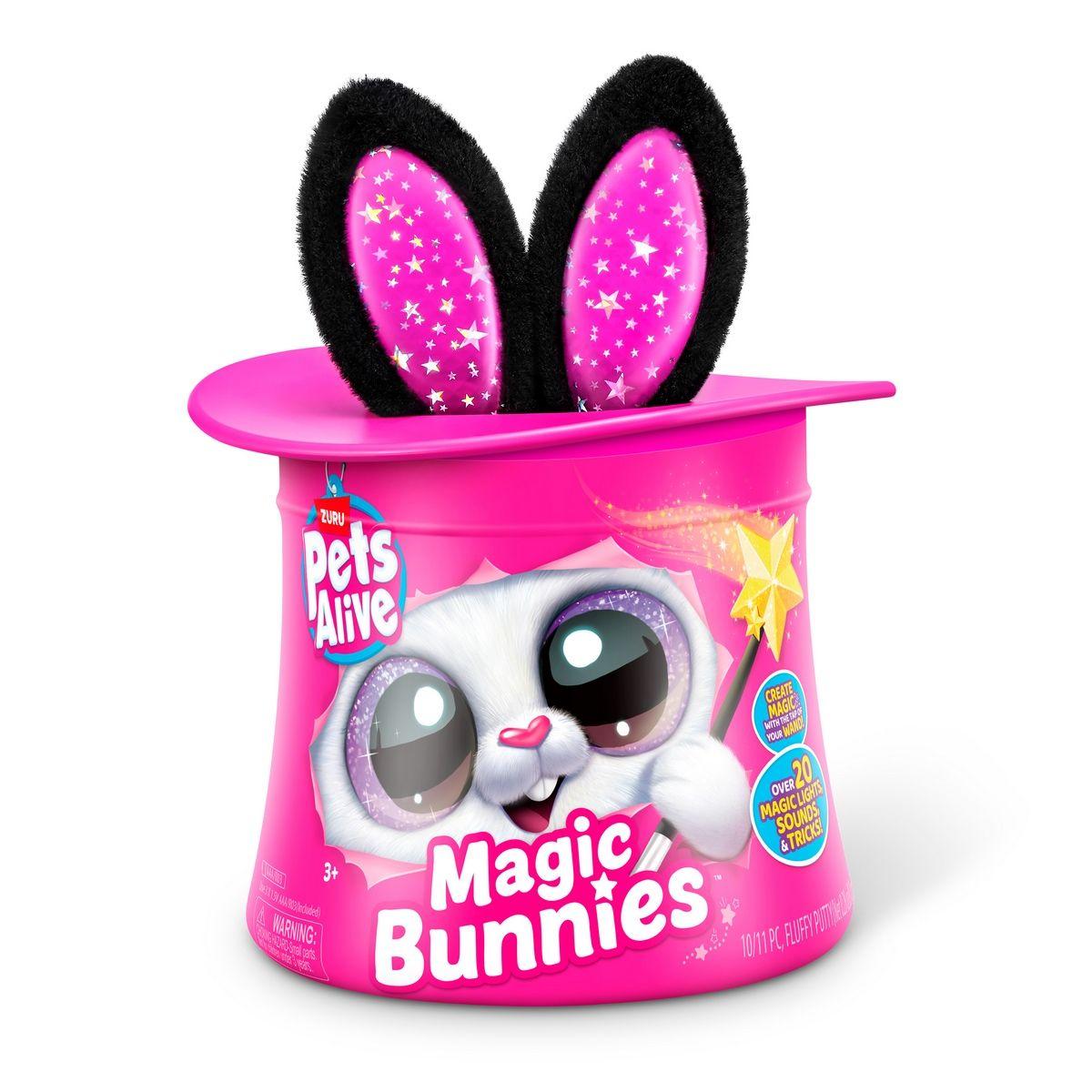PELUCHE CONEJO EN SOMBRERO DE COPA PETS ALIVE ZURU - NEGRO-3
