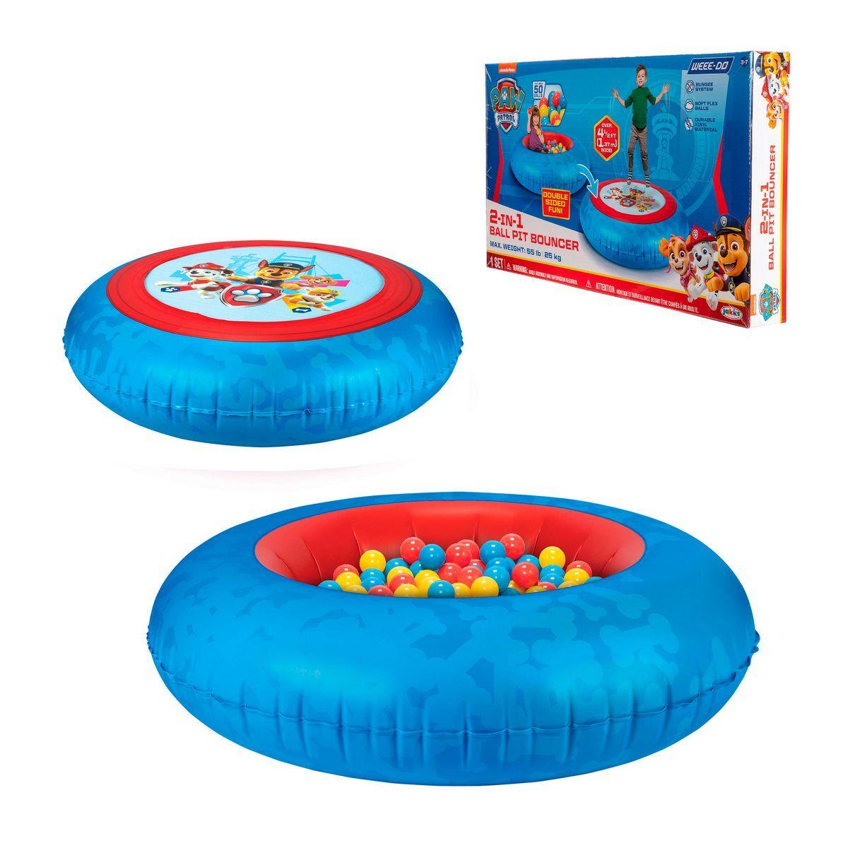 ESTACION DE JUEGO 2 EN 1 PISCINA Y BASE PARA SALTAR DE 137 CMS CON 50 PELOTAS PAW PATROL-0