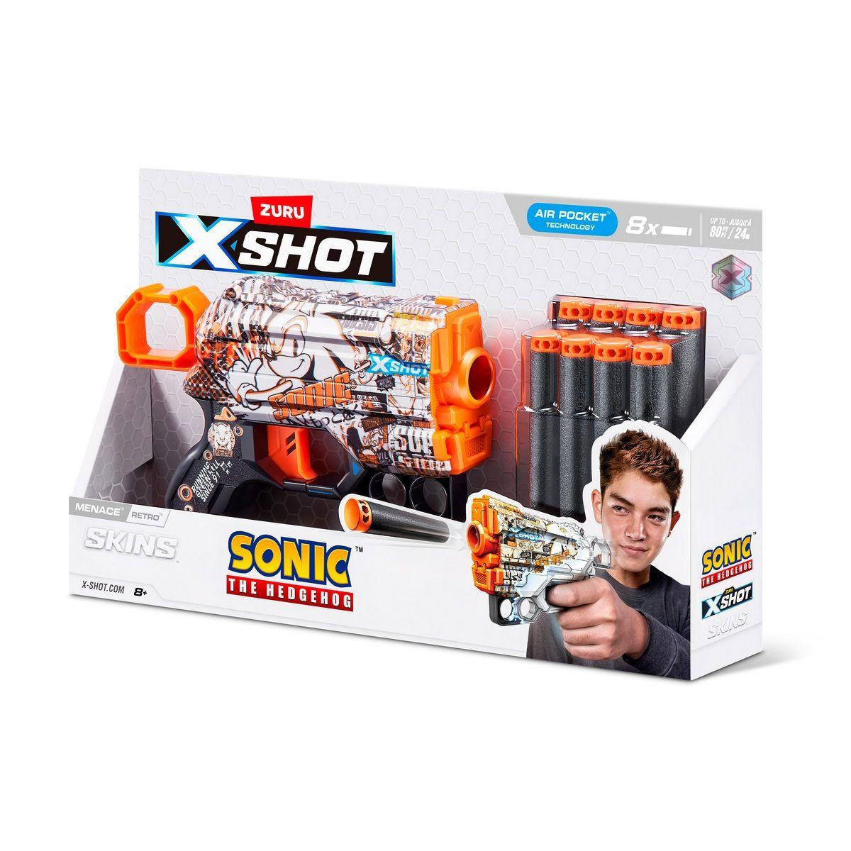 LANZA DARDOS SKIN MENACE SONIC CON 8 DARDOS X-SHOT - RETRO-2