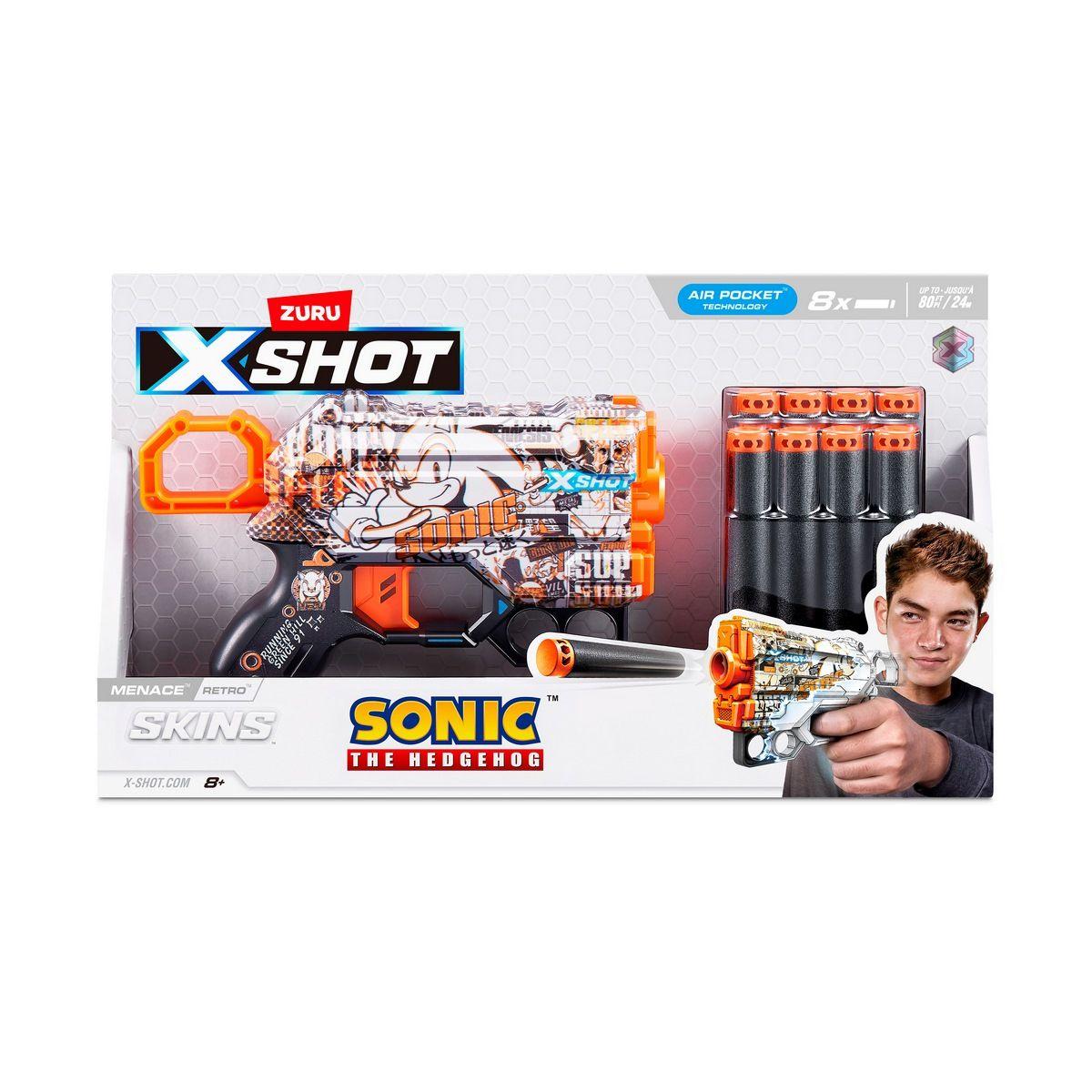 LANZA DARDOS SKIN MENACE SONIC CON 8 DARDOS X-SHOT - RETRO-3