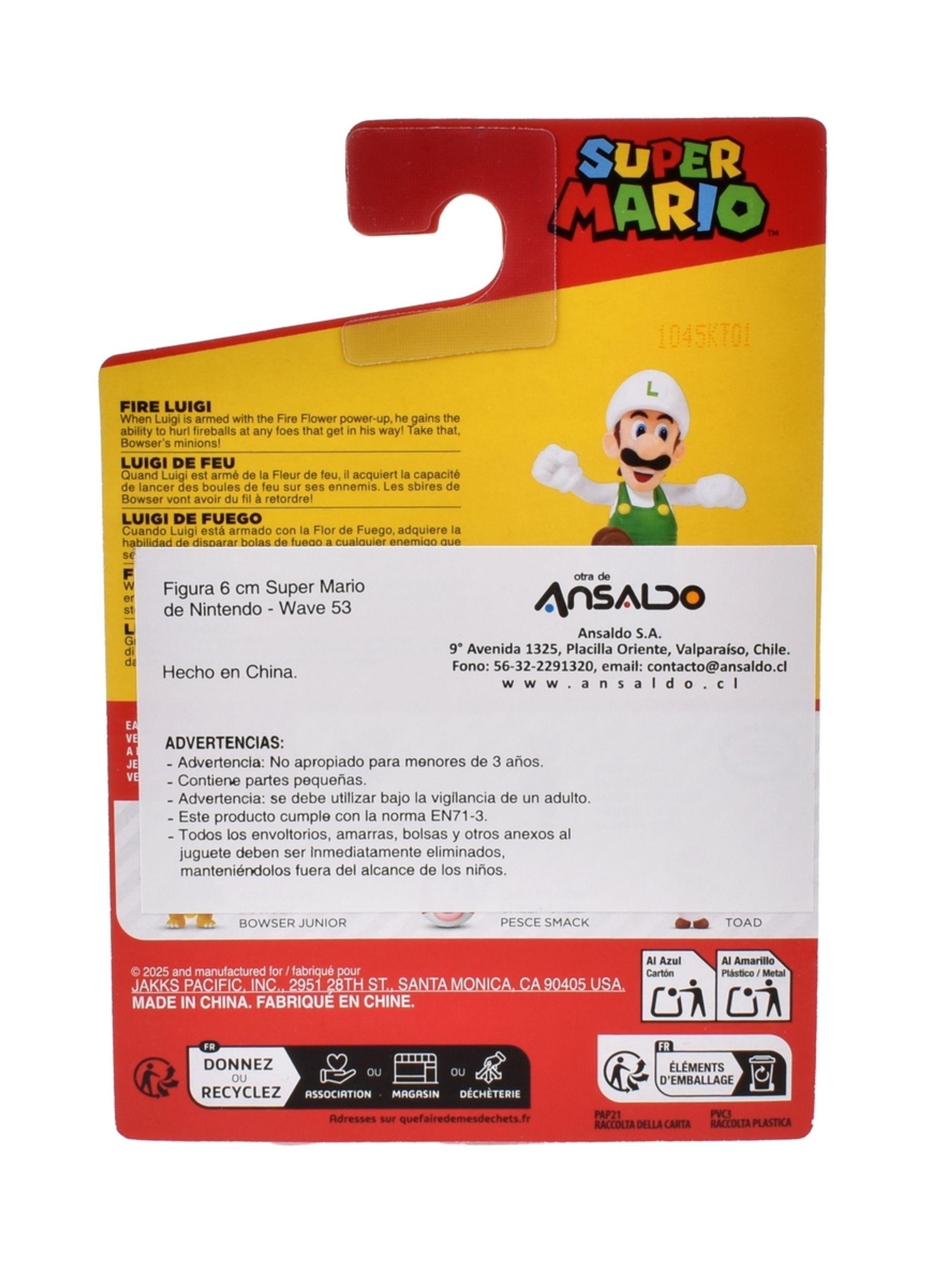 Figura 6 Cm Super Mario De Nintendo Wave 53 - Luigi De Fuego-3