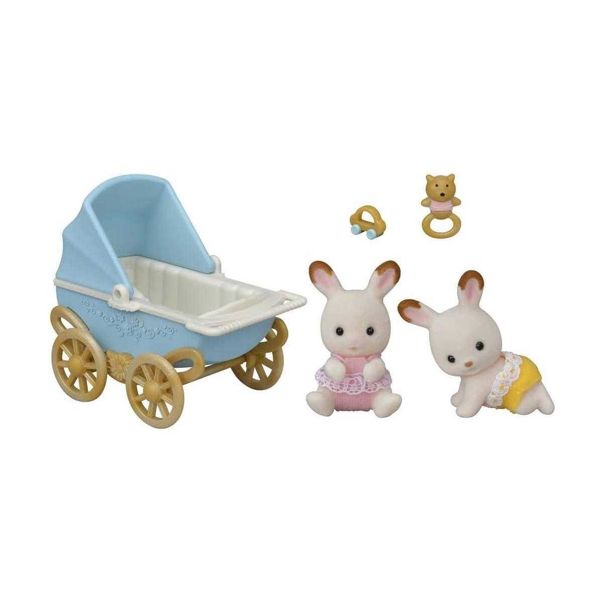 Playset figuras Sylvanian Families cochecito gemelar bebé-2