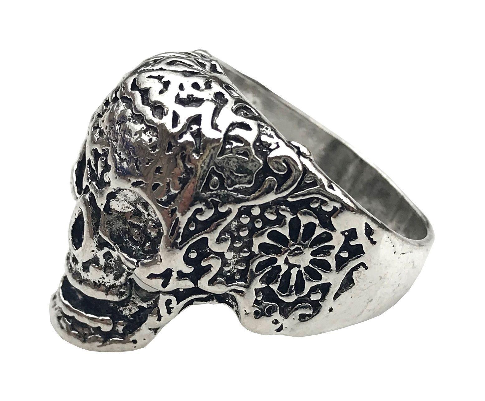 Anillo Aleacion Acero Calavera Tallada-1