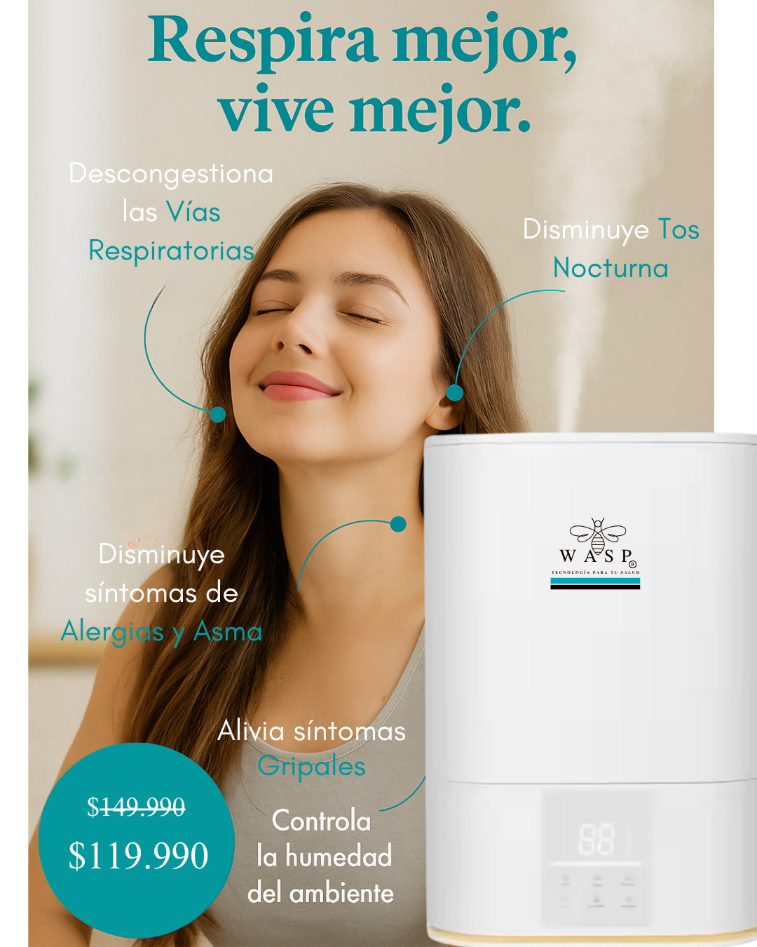 Humidificador Versa Smart Wasp 6 Lts Wifi + Difusor + Uvc-2