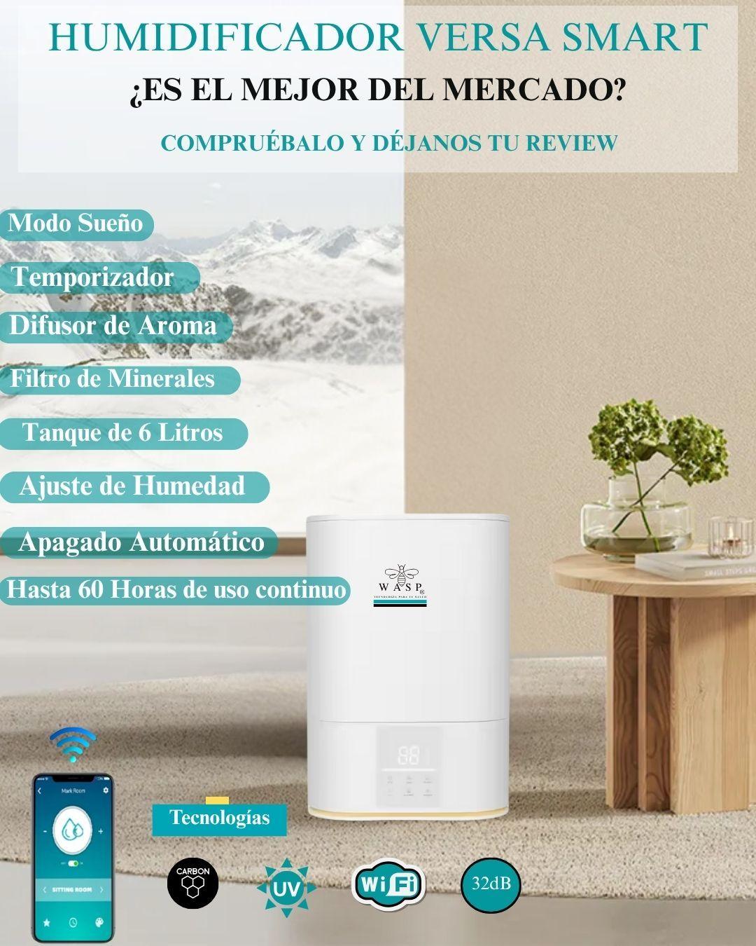 Humidificador Versa Smart Wasp 6 Lts Wifi + Difusor + Uvc-6