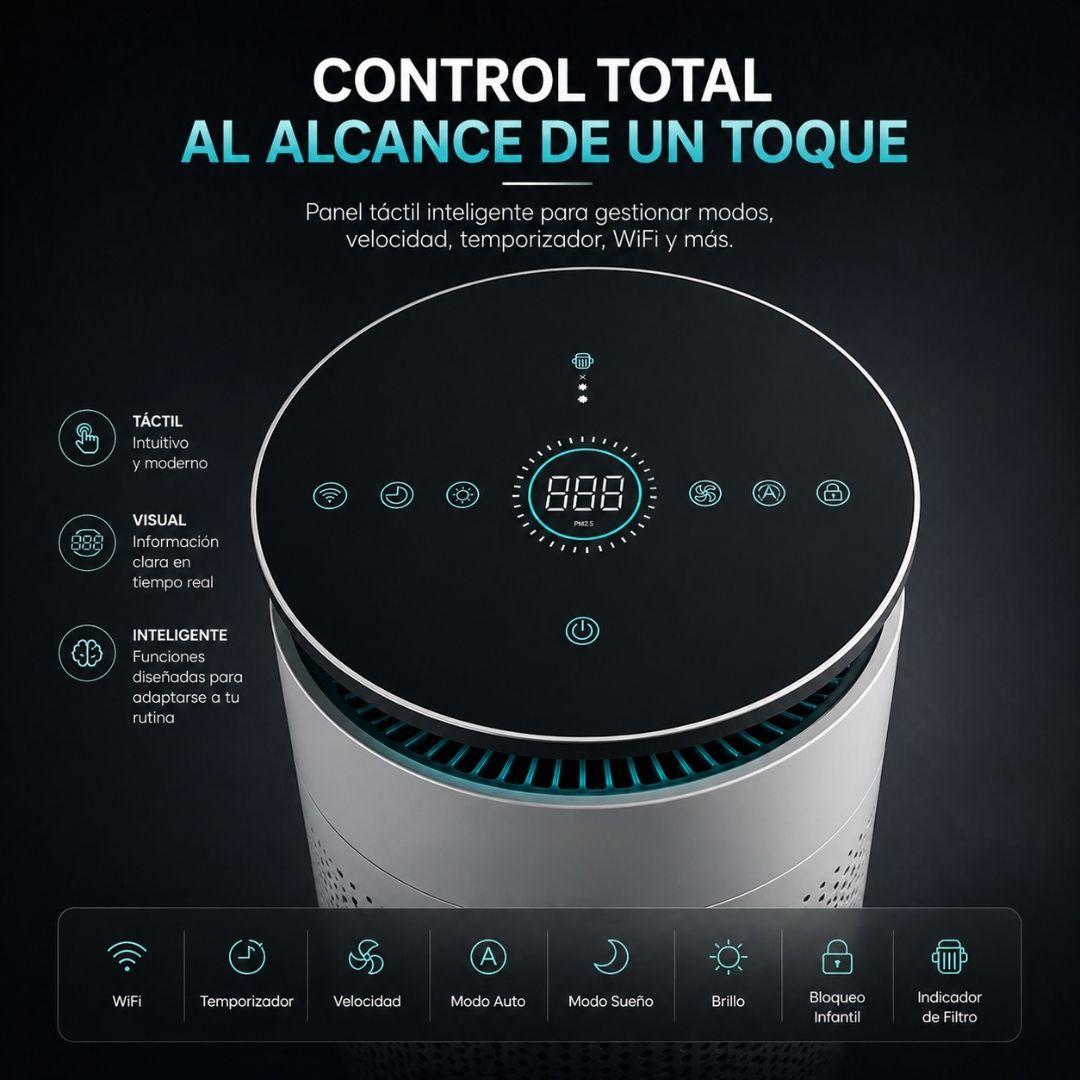 Purificador de Aire inteligente Mi Power Pro 40m2 HEPA H13 Luz UV C-8