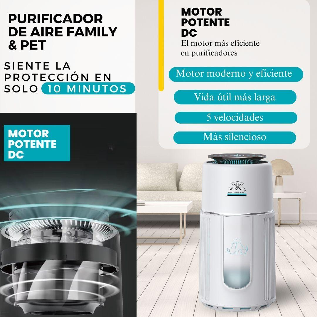 Purificador de Aire Family & Pet Pro - Filtro HEPA H13 4 etapas, Wifi-5
