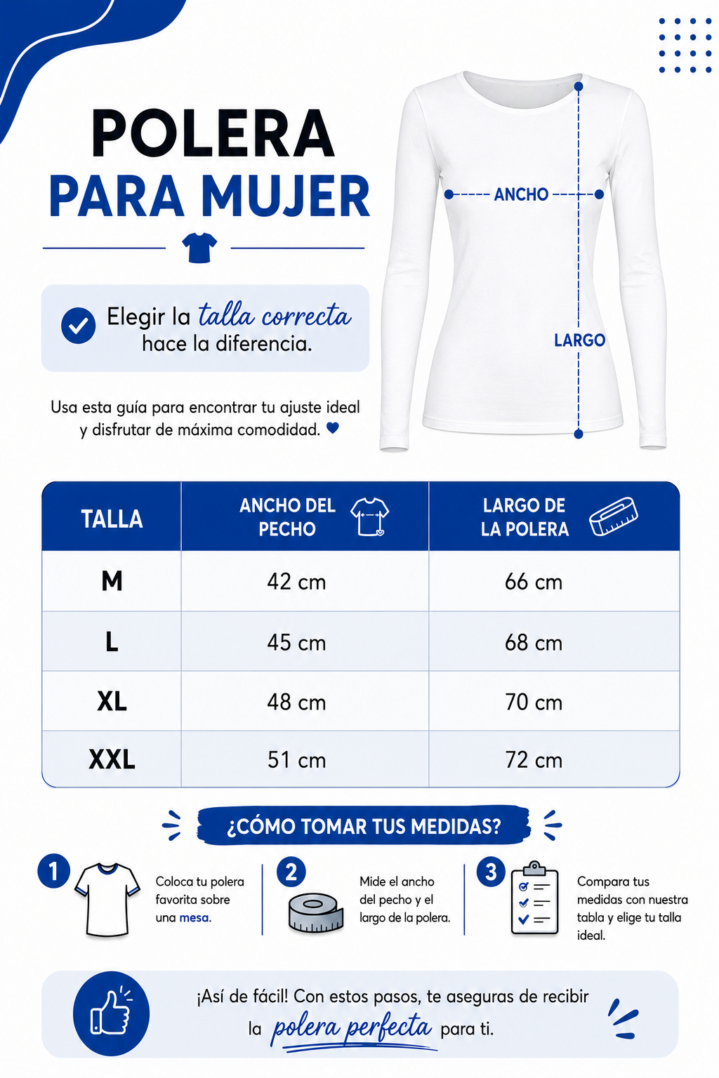 Polera Manga Larga Mujer Ajustada Tallaje Chico Pedir Dos Tallas Mas 100%Algodon-2