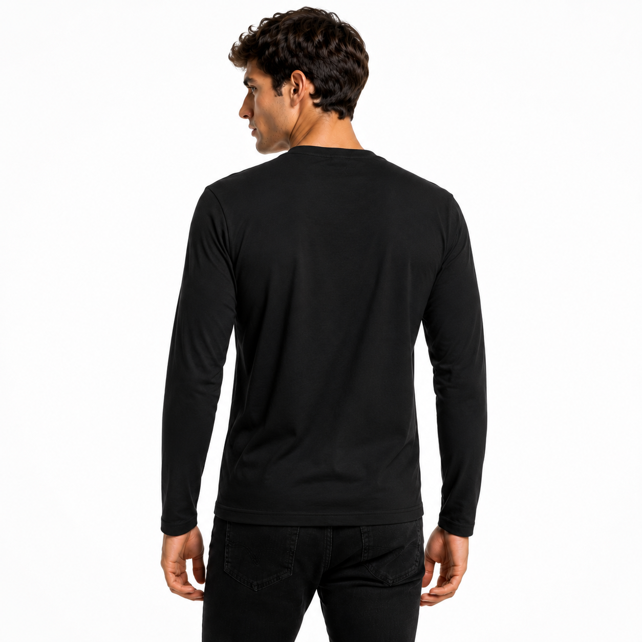 Polera Manga Larga Hombre 100 Algod n-2